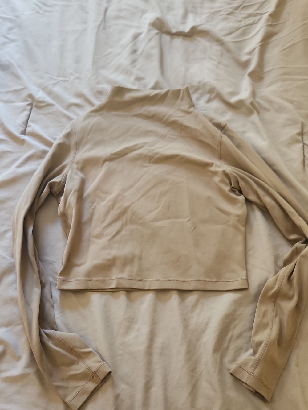 Women's Crop Long-Sleeve Mock Neck Top in Beige CRZ Yoga